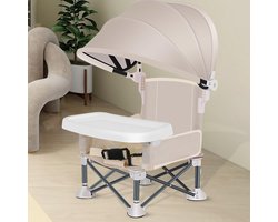 Kinder Reisstoel - Opvouwbare Stoel - Eten Buiten - Met Zonnescherm - 39x18x39 cm - Geel