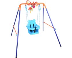 Kinder Schommelbankje Opvouwbaar met Rugleuning en Speelgoed voor Binnen en Buiten