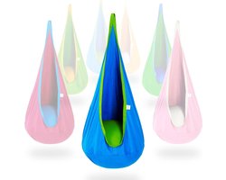 Kinder Schommelstoel, Opblaasbare Kussen Zitzak Schommel, Katoenen Hangmat Schommelstoel, Binnen/buiten Dual-purpose Schommel, Blauw