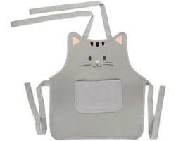 Kinder Schort Kat - Kookschort Kinderen - Koken en Bakken - Met Handdoek Zakje - 50 x 43 cm - Roze