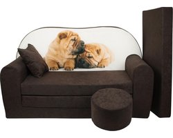Kinder slaapbank set - logeermatras - sofa - 170 x 100 x 8 - slaapbank - bruin - puppies