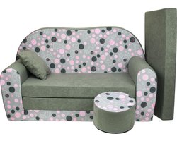Kinder slaapbank set - logeermatras - sofa - 170 x 100 x 8 - slaapbank - mat groen - gestipt