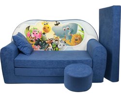 Kinder slaapbank set - logeermatras - sofa - 170 x 100 x 8 - slaapbank - navy blauw - Madagaskar