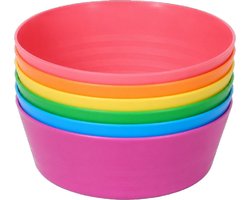 Kinder snack bakjes REGGIE - Multicolor- Kommen - Ø12 cm - 6 stuks - Camping - Feest - Multicolor - Kunststof - kommetjes - schaaltjes - Regenboog kleuren