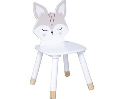 Kinder stoeltje Foxy de vos - wit - hout - D28 x H52 cm - bijzet stoeltjes