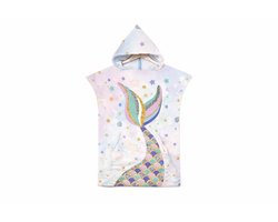 Kinder Strandponcho Zeemeermin – Sneldrogende Handdoek Poncho met Capuchon – Microfiber Badponcho Kind – Strand & Zwembad – 75x65 cm (circa 3-8 jaar)