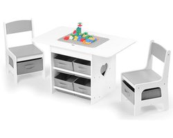 Kinder Tafel Stoel - Kindermeubel Set - Spelen en Leren - Inclusief 6 Opbergdozen
