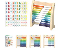 Kinder Telraam - Houten Reken Speelgoed - Vroege Wiskunde Leren - Veelkleurige Kralen - 10 Rij - Multicolor