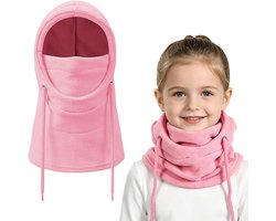 Kinder Thermische bivakmuts - Fleece bivakmuts - skimasker - Warme Oorwarmers - Warme Wintersjaal - Ultrawarm - winddicht - Zachte - Comfortabel - perfect cadeau - voor 3-10 jaar, jongens en meisjes - roze