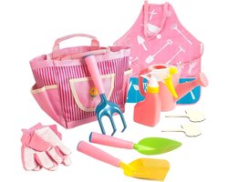 Kinder Tuin Gereedschap - Kinderset Buiten - Buiten Spelen - Duurzaam Metaal - 8 Delig - Roze