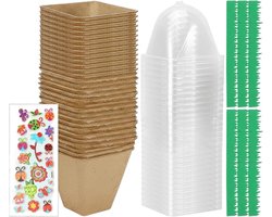 Kinder Tuinset - Bloempotset - Planten Kweken - 30 Papieren Potten - 26 x 29 x 13 cm - Multicolor