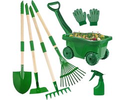 Kinder tuinset - Buitenspeelgoed - Tuinieren en leren - Milieuvriendelijke coating - 37 x 30 x 19 cm - Groen