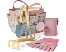 Kinder Tuinsets - Buitenspeelgoed set - Buiten leren spelen - Houten handvatten metaal - Complete set - Bloemenprint