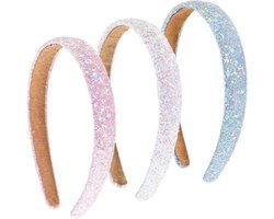 Kinderaccessoires - Haaraccessoires - Hoofdbanden - Meisjes - Glitter - Set van 3 - Brede Hoofdbanden - Roze - Geschikt voor Meisjes - Modieus - Dagelijkse Accessoires - Sprankelend