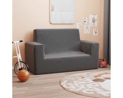 Kinderbank 2-zits | Tweezitsbank | 2-zitsbank zacht pluche antraciet