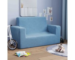 Kinderbank 2-zits | Tweezitsbank | 2-zitsbank zacht pluche blauw