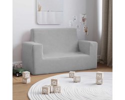 Kinderbank 2-zits | Tweezitsbank | 2-zitsbank zacht pluche lichtgrijs