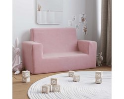 Kinderbank 2-zits | Tweezitsbank | 2-zitsbank zacht pluche roze