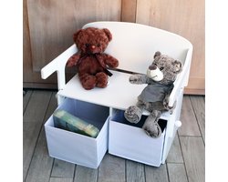 Kinderbank speelbank met tafel - Witte Zitgroep voor Kinderen - Speeltafel en Kindermeubel voor Speelhoek en Kinderkamer