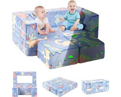 Kinderbank, uitklapbaar, 2-in-1 slaapbank voor kleine kinderen, kinderstoel met slaapfunctie, mini-bank voor knuffelhoek kinderkamer, fancy speelbank voor meisjes en jongens, oplichten in het donker