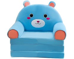 Kinderbank Uitklapbaar - Prinsesstoel Kids - Opvouwbare Slaapbank voor Peuters - 1 Stuk - Slaapkamer Blauw