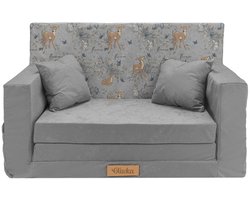 Kinderbank voor baby’s en peuters, uitklapbaar schuim 92x60x40 cm, hert, grijs