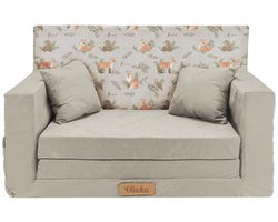 Kinderbank voor baby’s en peuters, uitklapbaar schuim 92x60x40 cm, vossen, lichtgrijs