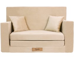 Kinderbank voor baby’s en peuters - uitklapbare kinderslaapbank van schuim, peuterbank & speelbank - 92x60x40 cm - beige