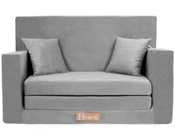 Kinderbank voor baby’s en peuters - uitklapbare kinderslaapbank van schuim, peuterbank & speelbank - 92x60x40 cm - grijs