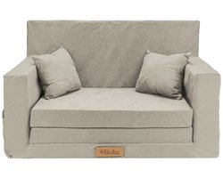 Kinderbank voor baby’s en peuters - uitklapbare kinderslaapbank van schuim - peuterbank & speelbank - personaliseerbaar - lichtgrijs