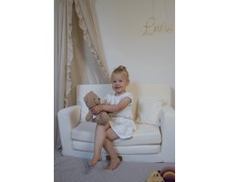 Kinderbankje met naam ~ Wit Ribstof