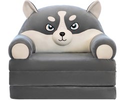 Kinderbankje – Opvouwbaar – 2-in-1 bankbed met pluche fluweel – 1 stuks – Grijs