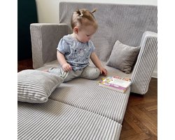 Kinderbankje ~ Taupe ribstof