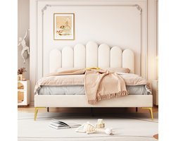 Kinderbed - 140 x 200 cm - Stof - Beige