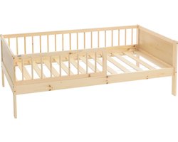Kinderbed 80x160 cm met lattenbodem en uitvalbeveiliging natuurlijk dennenhout ML design
