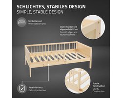 Kinderbed 80x160 cm met matras, lattenbodem en uitvalbescherming in natuurlijk ML-design