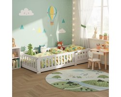 Kinderbed Bodem - Peuterbed Meubilair - Veilig Slapen - Afneembare Deur - 80x160 cm - Wit