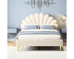 Kinderbed Gestoffeerd - Jongensbed Meisjesbed - Comfortabel Slapen - Gewatteerd Hoofdeinde - 140 x 200 cm - Beige
