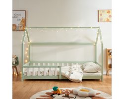Kinderbed Hesel huisbed met uitvalbeveiliging 90x200 cm mint [en.casa]
