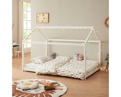 Kinderbed Huisbed Cerro 140x200 cm Wit - Speels & Comfortabel