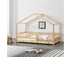 Kinderbed huisbed met uitvalbeveiliging 80x160 hout