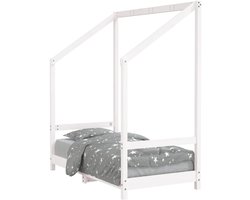 Kinderbed | Kinderbedframe 70x140 cm massief grenenhout wit