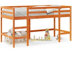 Kinderbed | Kinderhoogslaper met ladder 80x200 cm massief grenenhout bruin