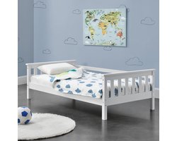Kinderbed met bedbodem en uitvalbeveiliging 70x140 cm wit