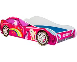 Kinderbed Pink Car 140x70 met matras en lattenbodem inbegrepen