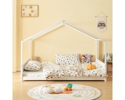 Kinderbed Simo huisbed 200x140 cm wit [en.casa]
