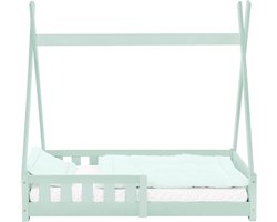 Kinderbed Tipi 70x140 cm mint van grenenhout met uitvalbeveiliging en lattenbodem Houten bed ML design