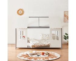 Kinderbed Tostedt huisbed grenen grijs en wit 120x200 cm [en.casa]