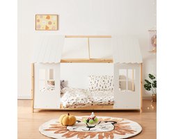 Kinderbed Tostedt huisbed grenen houtkleurig en wit 120x200 cm [en.casa]