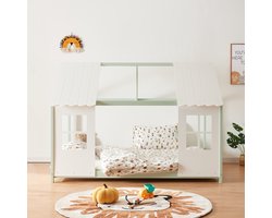 Kinderbed Tostedt huisbed met matras 140x200 cm mint en wit [en.casa]